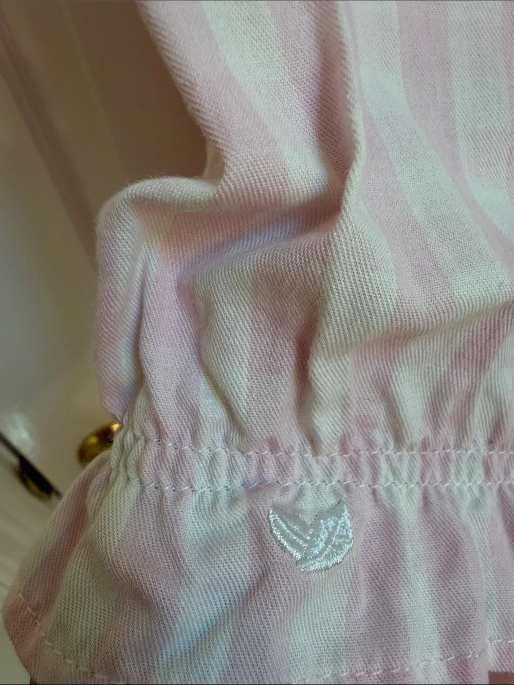 Girls' Long-Sleeve Pink & White Striped Cotton Nightgown
